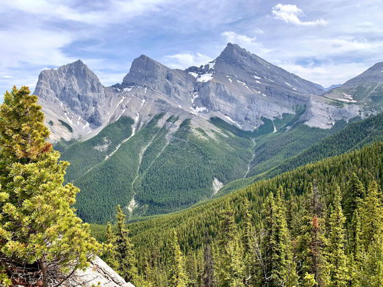 An image of the view from the top of the Grassi Knob Trail in Kananaskis, Alberta, Canada near Canmore. 
