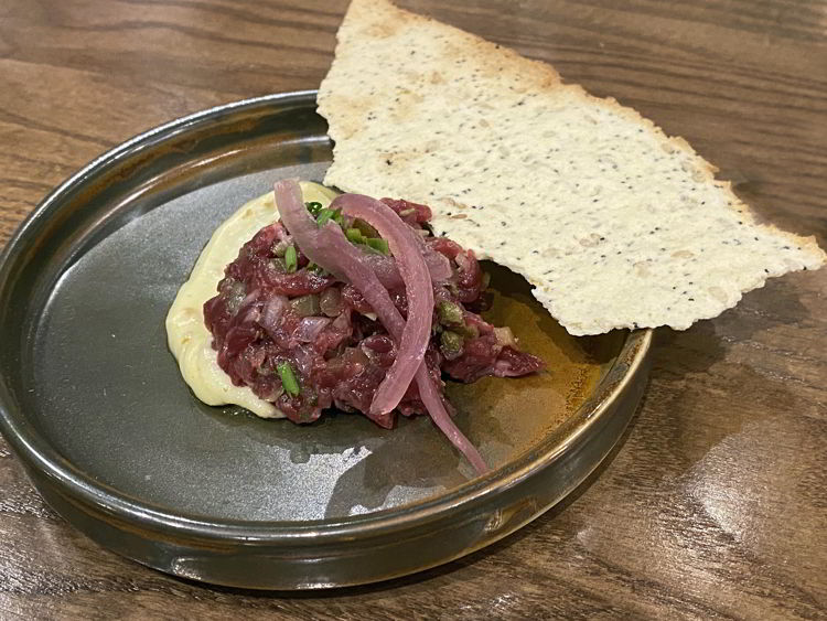 An image of the beef tartare at Brazen restaurant in Banff, Alberta, Canada. 