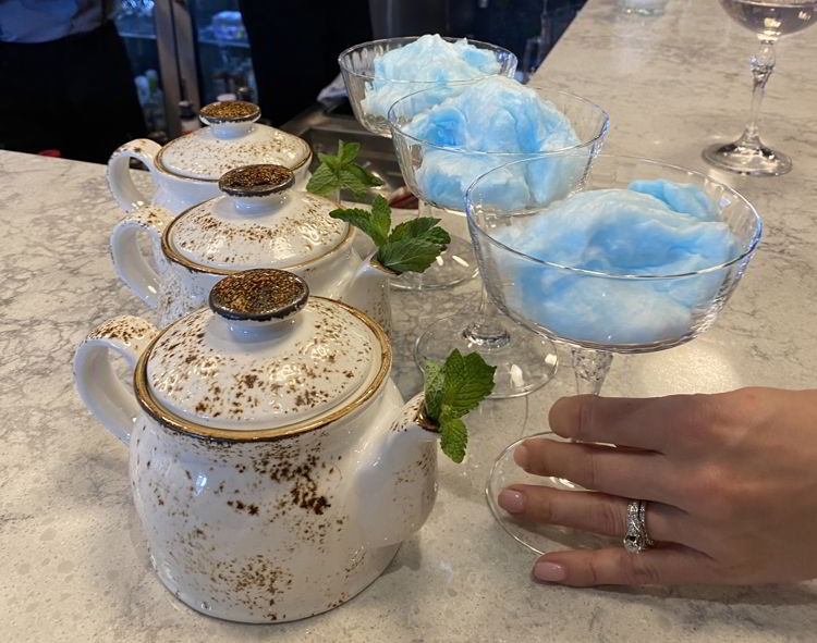 An image of a cotton candy drink at Brazen restaurant in Banff, Alberta, Canada. 