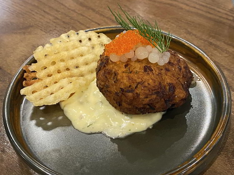 An image of the fish cakes at Brazen restaurant in Banff, Alberta, Canada. 