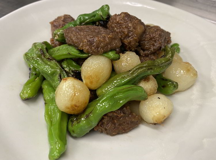 An image of the ginger beef at Brazen restaurant in Banff, Alberta, Canada. 