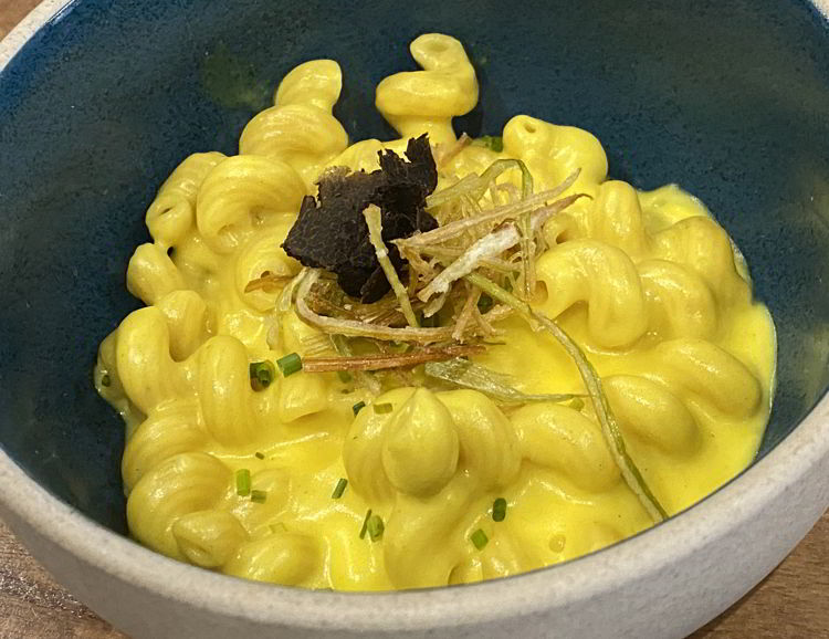 An image of the mac and cheese at Brazen restaurant in Banff, Alberta, Canada. 
