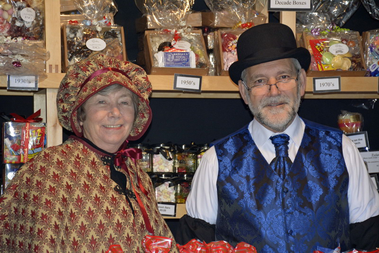 An image of two vendors at the Lincoln Christmas Market in Lincolnshire, England