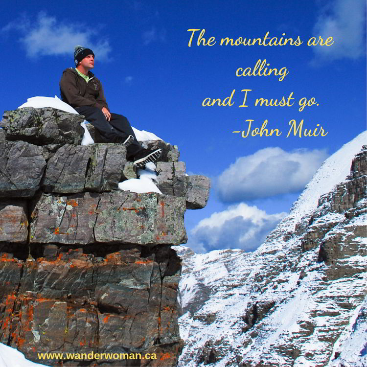 An image of a man sitting on a mountain top at Sentinel Pass in Banff National Park - meaningful quotes about nature - The mountains are calling and I must go - John Muir An image of a man sitting on a mountain top at Sentinel Pass in Banff National Park - meaningful quotes about nature - The mountains are calling and I must go - John Muir