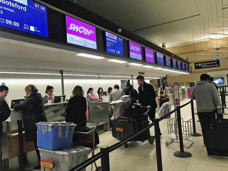 An image of the Swoop check-in counter - Swoop Airlines review