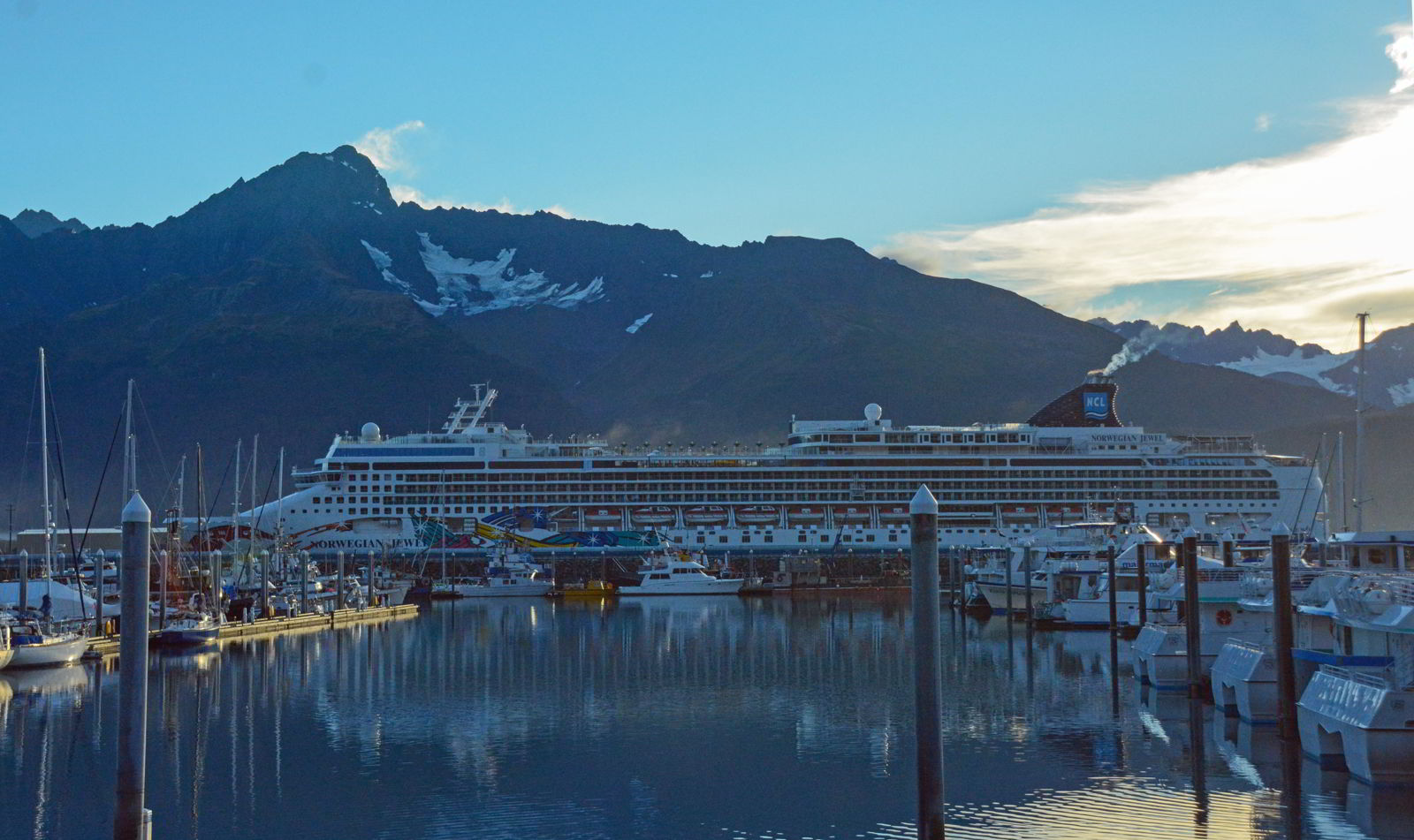 An image of the Norwegian Jewel cruise ship in port at Seward, Alaska USA
