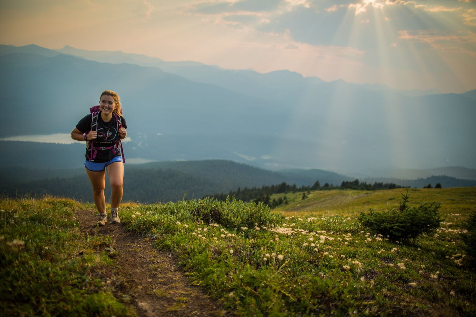 An image of a woman hiking at Opal Hills in Jasper National Park. Photo by Ben Morin.