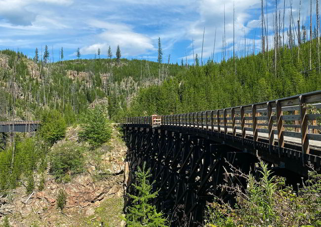 An image of a trestle bridge in Myra Canyon near Kelowna, BC. 
