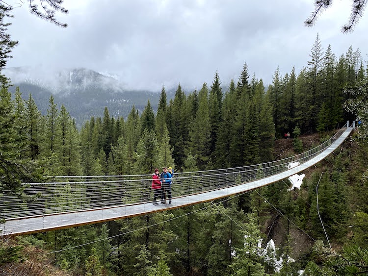 A family on Blackshale Suspension Bridge.