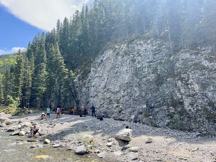 Outdoor rock climbers.