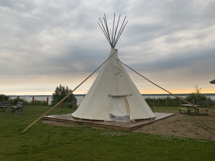 An image of a tipi at Sir Winston Churchill Provincial Park in Alberta, Canada. 