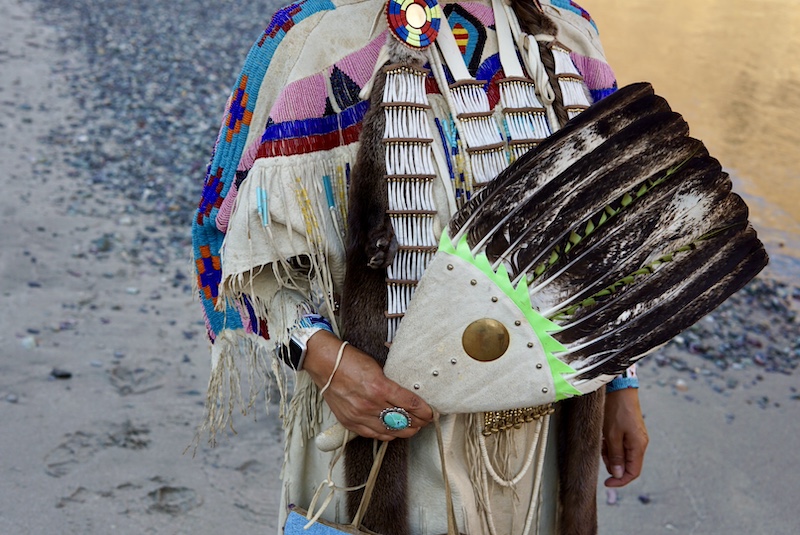 A close up of Nez Perce regalia.