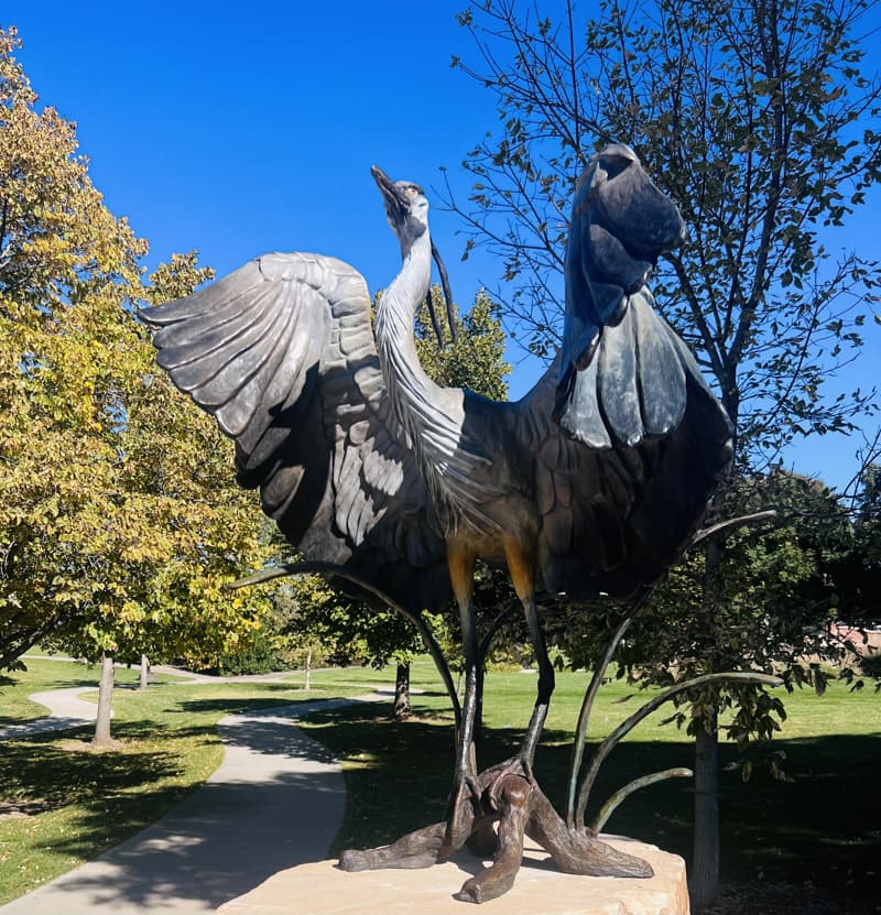 An image of Amazing Grace,, a sculpture by local Loveland-based artist Shari Vines at the Benson Sculpture Garden in Loveland, Colorado. 