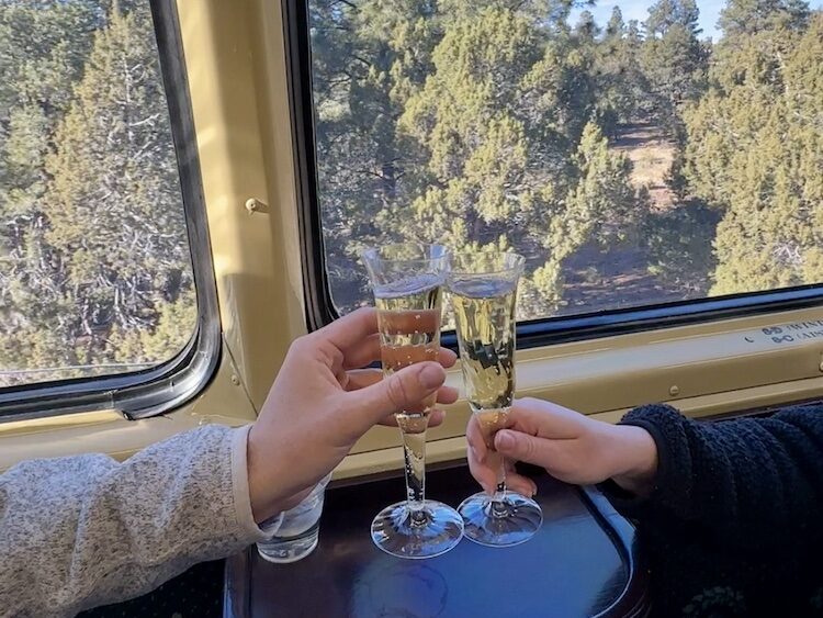 champagne on the grand canyon railway train