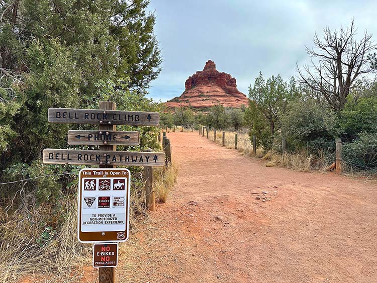 a sign on the bell rock pathway.