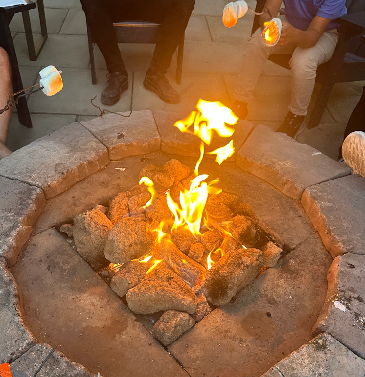 fire pit at sunshine mountain lodge