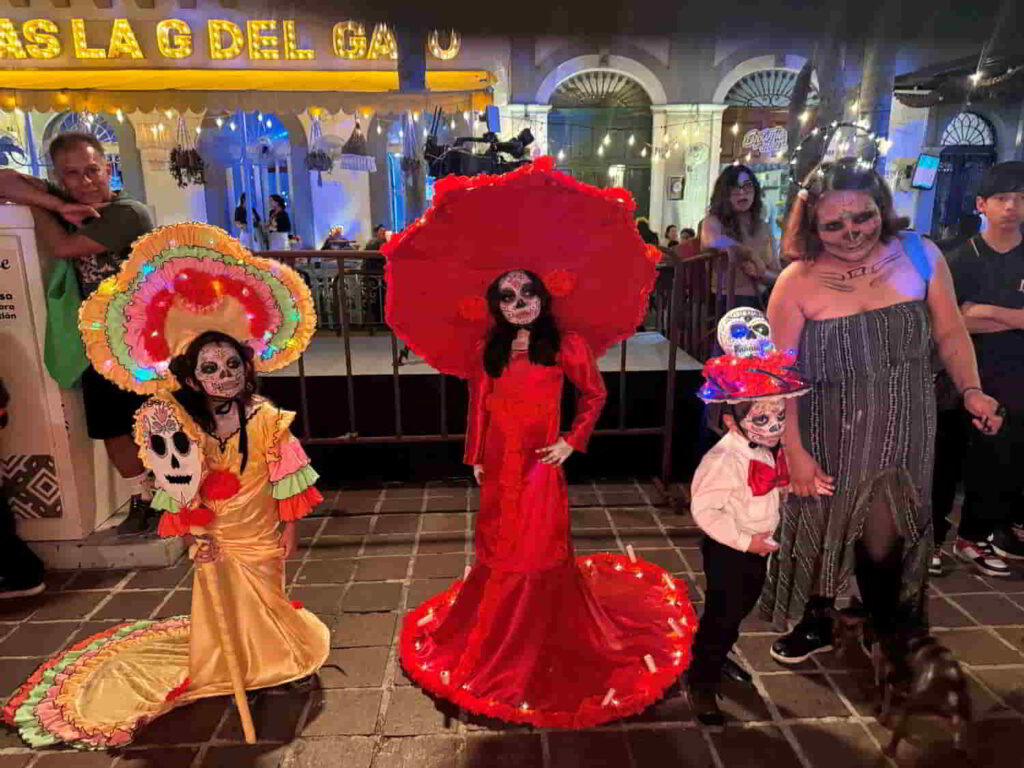 An image of people dressed up for Mazatlán’s Día de los Muertos or Day of the Dead celebrations.  