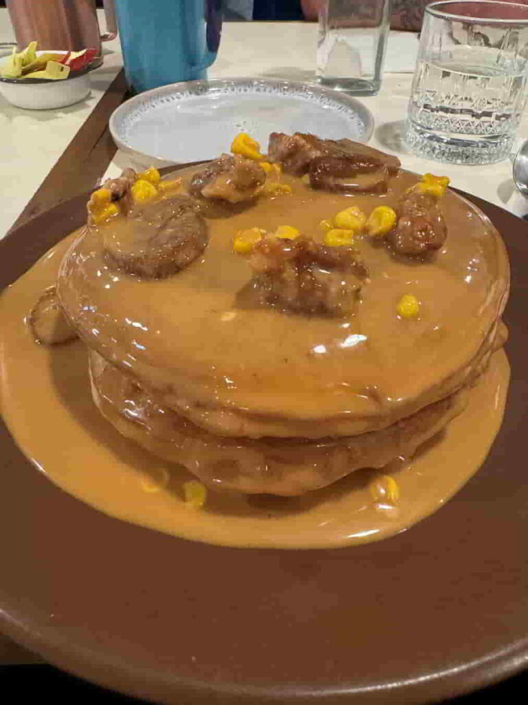 An image of pancakes at Restaurante Panamá in Mazatlan, Mexico. 